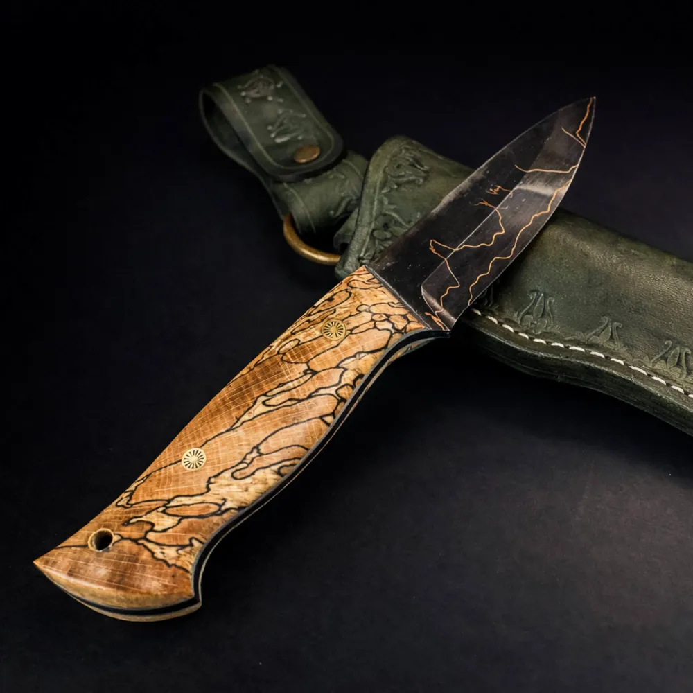 Bakır Sanmai Bushcraft Bıçak – Ardaklı Kayın Kabza, El Yapımı