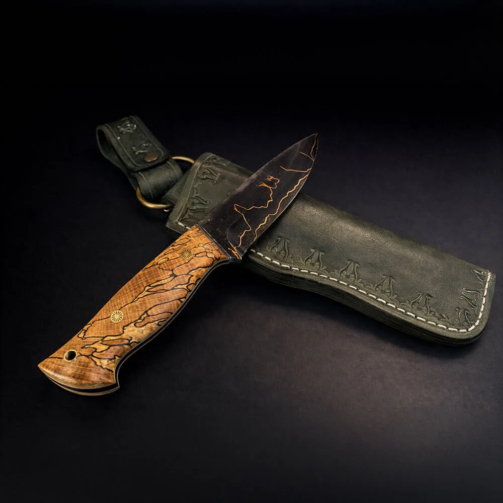 Bakır Sanmai Bushcraft Bıçak – Ardaklı Kayın Kabza, El Yapımı