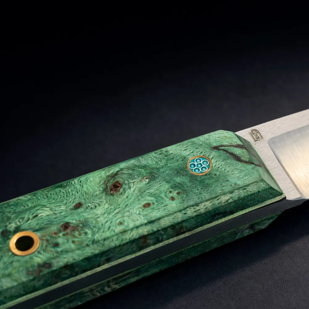 Stabilize Kızılağaç Kabza Japonik Bushcraft Bıçak – N690 Çelik, El Yapımı