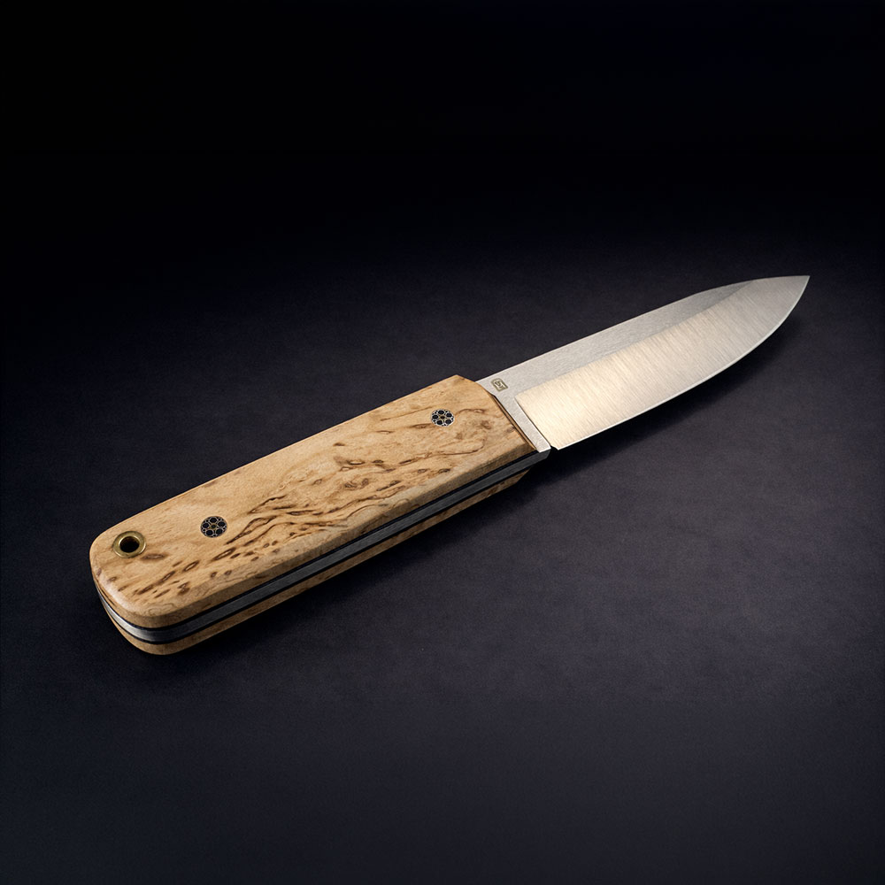 Karelia Huş Kabza Japonik Bushcraft Bıçak – N690 Çelik, El Yapımı