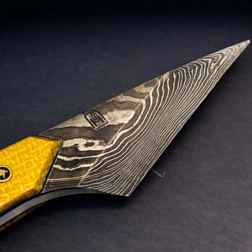 Damascus Ceviz-Mikarta Kombinasyon Kiridashi – El Yapımı Zanaat Bıçağı